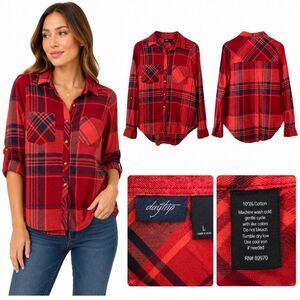 Daytrip Women’s Large Red Plaid Open Back Shirt